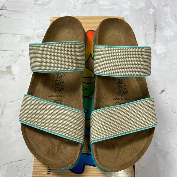 NEW Birkenstock Birki’s Curacao ll Sandal SIZE 36 US 5 NARROW Stretch Beige Mint - Picture 3 of 13